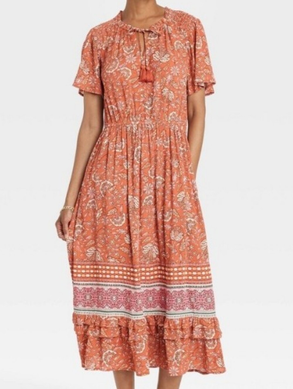 Nwt Knox Rose Floral Boho Midi Dress